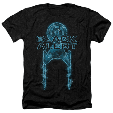 Charcoal men's heather t-shirt with Star Trek Discovery Black Alert graphic