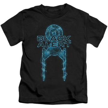 Black kid's t-shirt for ages 4 to 7 with Star Trek Discovery Black Alert graphic