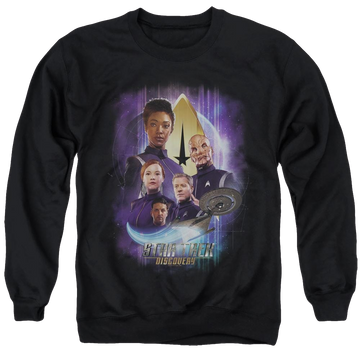 Black men's crewneck sweatshirt with Star Trek Discovery Discoverys Finest graphic