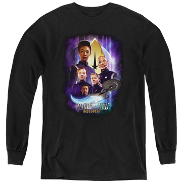 Black youth long sleeve t-shirt with Star Trek Discovery Discoverys Finest graphic