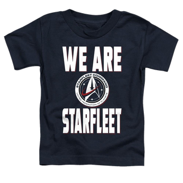Navy toddler t-shirt with Star Trek Discovery We Are Starfleet graphic