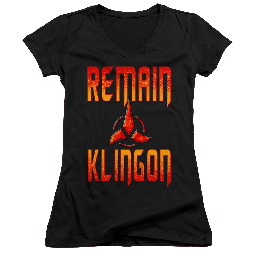 Star Trek Discovery Remain Klingon - Juniors V-Neck T-Shirt Juniors V-Neck T-Shirt Star Trek