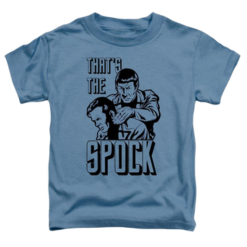 Carolina blue toddler t-shirt with Star Trek The Original Series Thats The Spock graphic