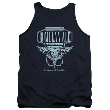 Navy men's tank with Star Trek The Next Generation Romulan Ale graphic