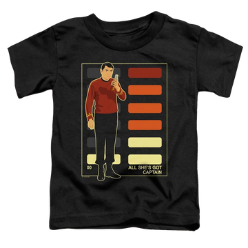 Black toddler t-shirt with Star Trek The Original Series All Shes Got Captain graphic