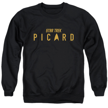 Black men's crewneck sweatshirt with Star Trek Picard Logo graphic