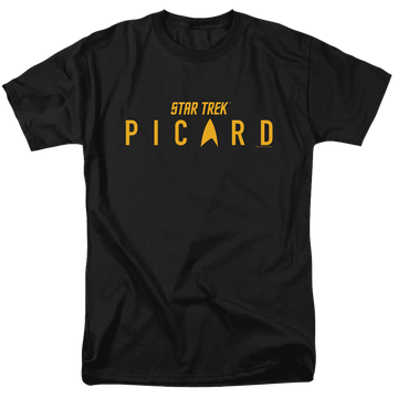 Black men's regular fit t-shirt with Star Trek Picard Logo graphic