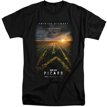 Black men's tall fit t-shirt with Star Trek Picard Poster graphic