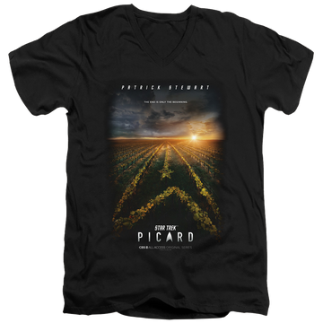 Black men's v-neck t-shirt with Star Trek Picard Poster graphic