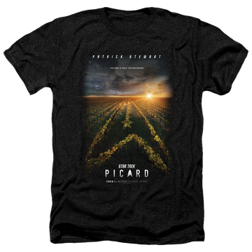 Charcoal men's heather t-shirt with Star Trek Picard Poster graphic