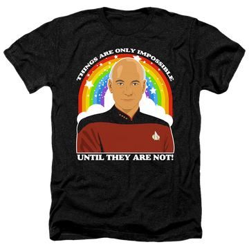 Charcoal men's heather t-shirt with Star Trek The Next Generation Impossible graphic