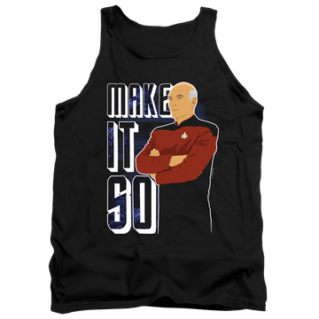 Black men's tank with Star Trek The Next Generation Make It So graphic