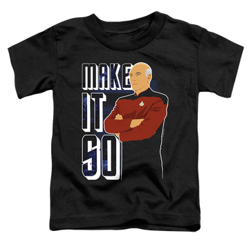 Black toddler t-shirt with Star Trek The Next Generation Make It So graphic