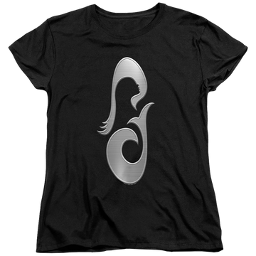 Black women's t-shirt with Star Trek Picard La Sirena Metal Icon graphic