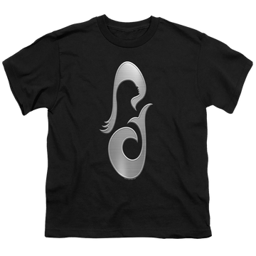 Black youth t-shirt for ages 8 to 12 with Star Trek Picard La Sirena Metal Icon graphic