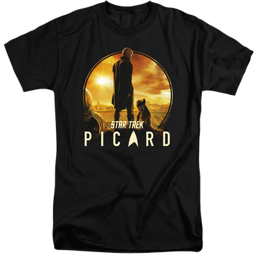 Black men's tall fit t-shirt with Star Trek Picard A Man And His Dog graphic