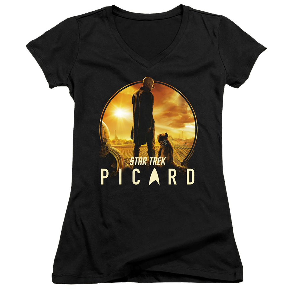 Star Trek Picard A Man And His Dog - Juniors V-Neck T-Shirt Juniors V-Neck T-Shirt Star Trek