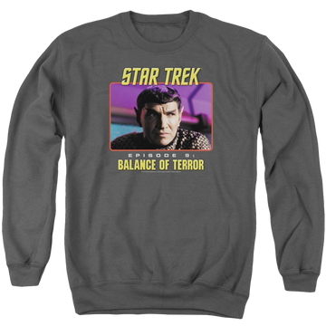Charcoal men's crewneck sweatshirt with Star Trek Balance Of Terror graphic