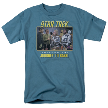 Slate men's regular fit t-shirt with Star Trek Journey To Babel graphic