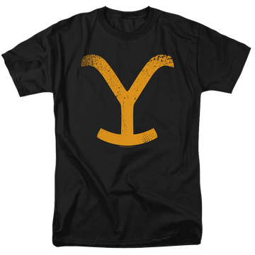 Black men's regular fit t-shirt with Yellowstone graphic