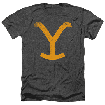 Black men's heather t-shirt with Yellowstone graphic