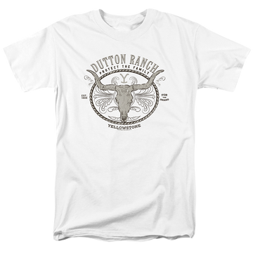 White men's regular fit t-shirt with Yellowstone graphic