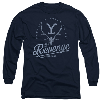 Navy men's long sleeve t-shirt with Yellowstone graphic