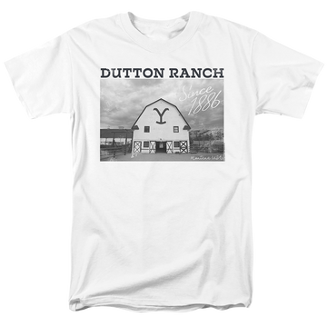 White men's regular fit t-shirt with Yellowstone graphic