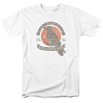 White men's regular fit t-shirt with Yellowstone graphic