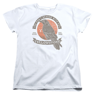 White women's t-shirt with Yellowstone graphic