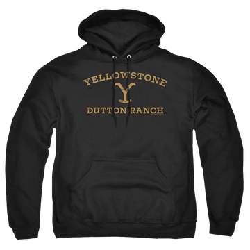 Black pullover hoodie with Yellowstone graphic