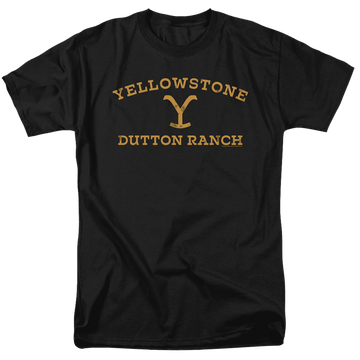 Black men's regular fit t-shirt with Yellowstone graphic