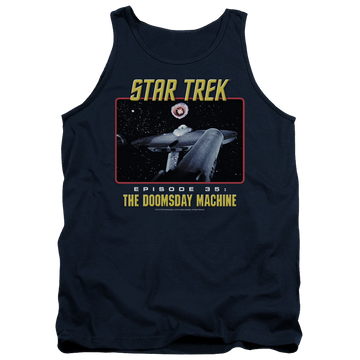 Navy men's tank with Star Trek The Doomsday Machine graphic