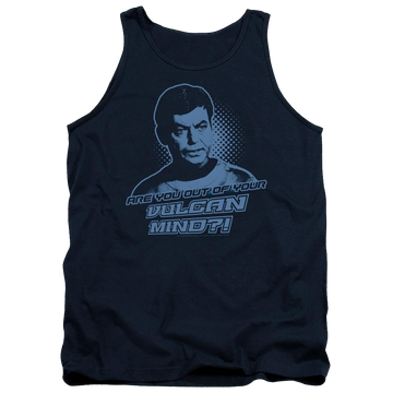 Navy men's tank with Star Trek Vulcan Mind graphic