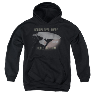 Black youth hoodie for ages 8 to 12 with Star Trek The Animated Series Boldly Did That graphic