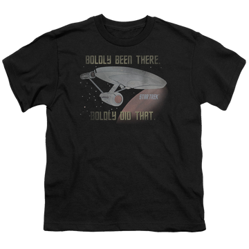 Black youth t-shirt for ages 8 to 12 with Star Trek The Animated Series Boldly Did That graphic