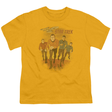 Gold youth t-shirt for ages 8 to 12 with Star Trek The Animated Series Animated graphic