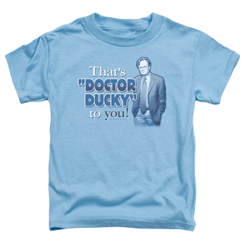 Carolina blue kid's t-shirt for ages 4 to 7 with NCIS Doctor Ducky graphic