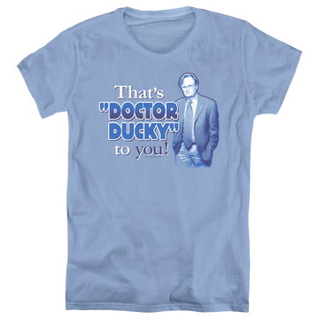 Carolina blue women's t-shirt with NCIS Doctor Ducky graphic