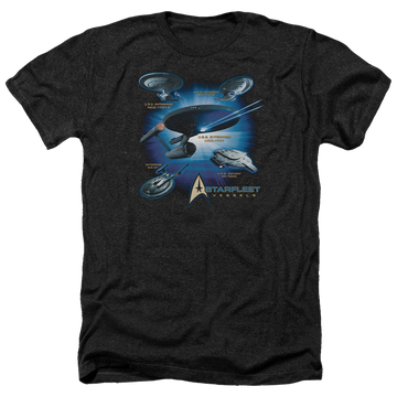 Charcoal men's heather t-shirt with Star Trek Starfleet Vessels graphic