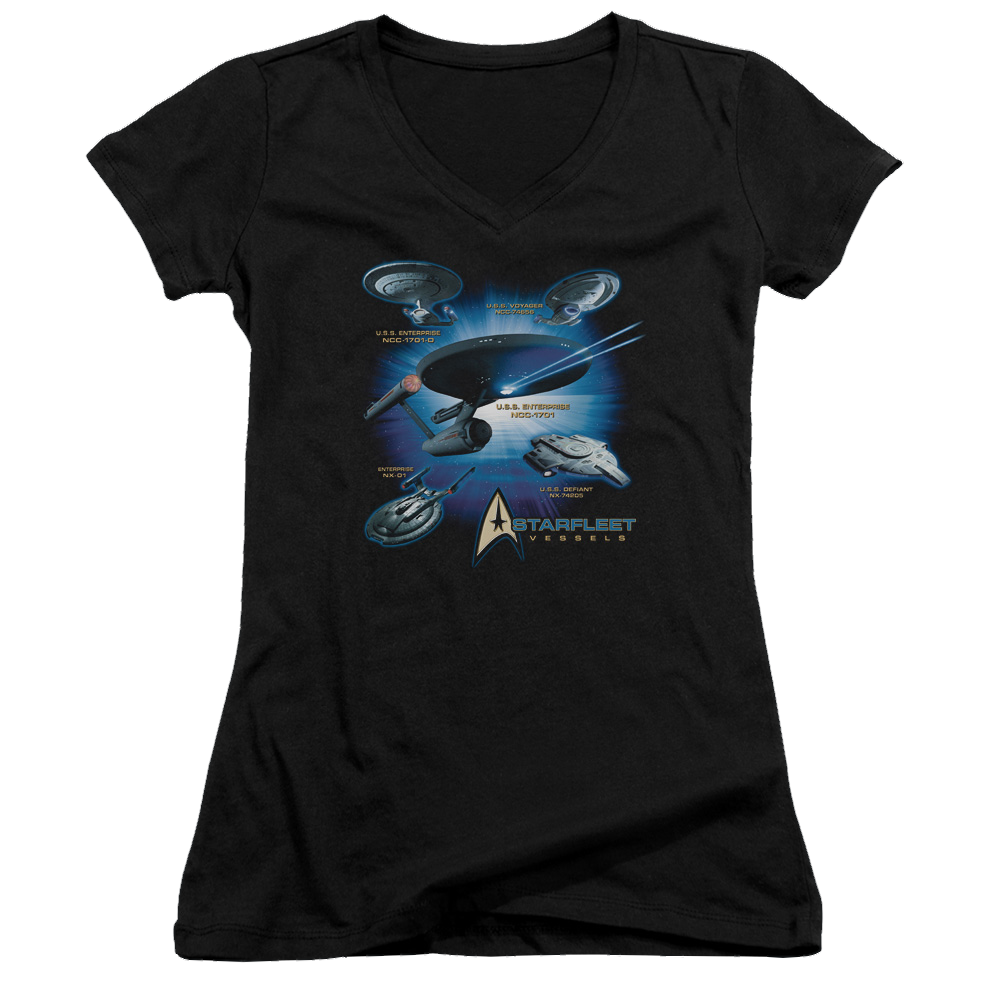 Star Trek Starfleet Vessels Juniors V-Neck T-Shirt Juniors V-Neck T-Shirt Star Trek