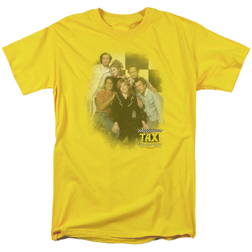 Yellow men's regular fit t-shirt with Taxi Sunshine Cab graphic