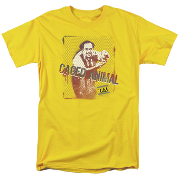 Yellow men's regular fit t-shirt with Taxi Caged Animal graphic