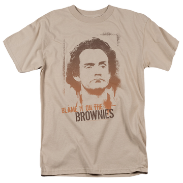 Sand men's regular fit t-shirt with Taxi Blame It On The Brownies graphic