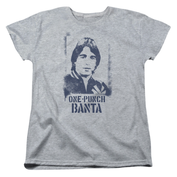 Athletic heather women's t-shirt with Taxi One Punch Banta graphic