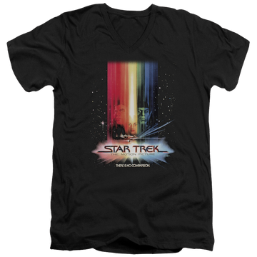 Black men's v-neck t-shirt with Star Trek Motion Picture Poster graphic