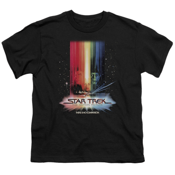 Black youth t-shirt for ages 8 to 12 with Star Trek Movies Motion Picture Poster graphic