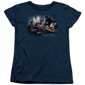 Navy women's t-shirt with NCIS Original Cast graphic