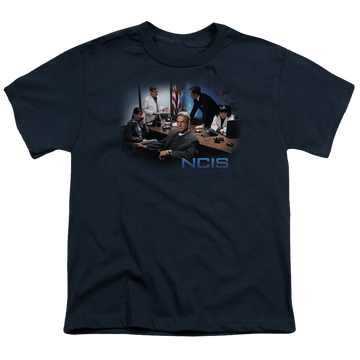 Navy youth t-shirt for ages 8 to 12 with NCIS Original Cast graphic