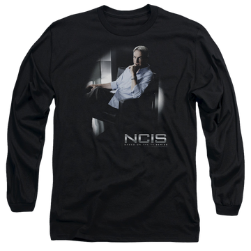 Black men's long sleeve t-shirt with NCIS Gibbs Ponders graphic